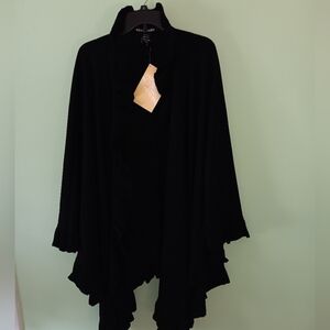 Nwt QVC'S Nina Leonard Black Cape Sweater
